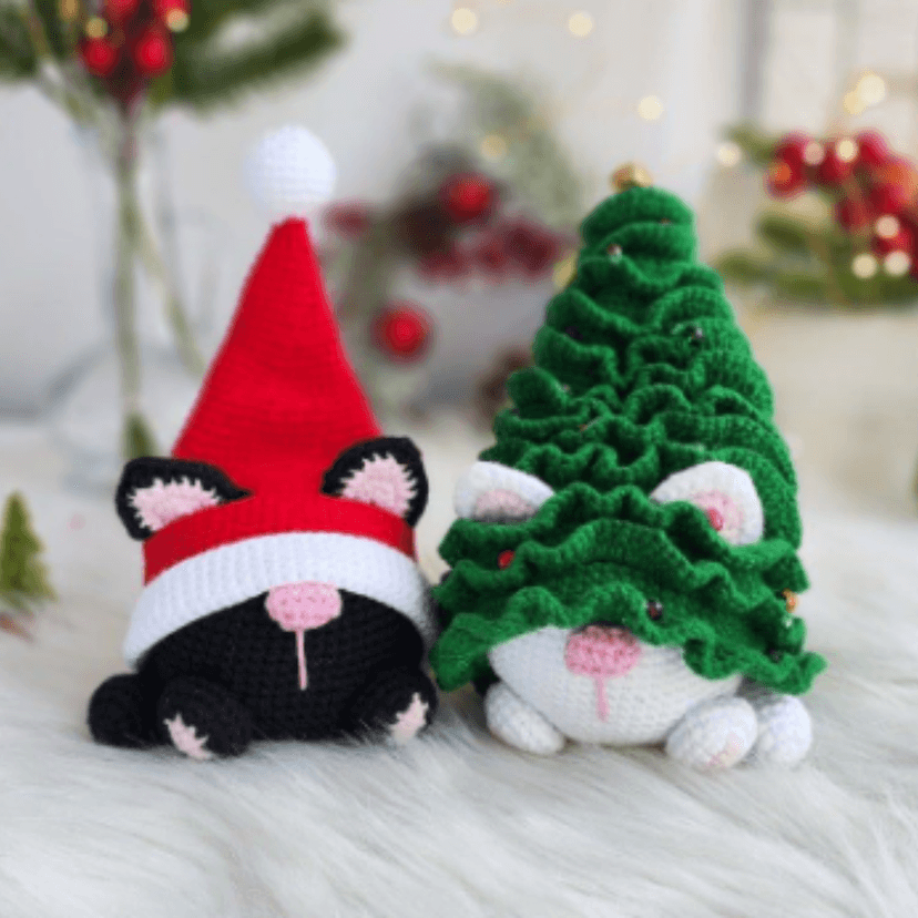 Enfeite de personagem Gatinhos de Chapéu Natalino.